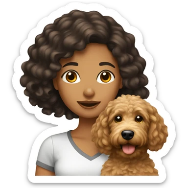 Latina girl with goldendoodle sticker