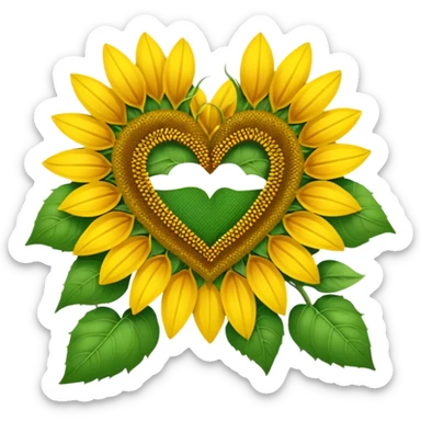 Sun flower heart sticker