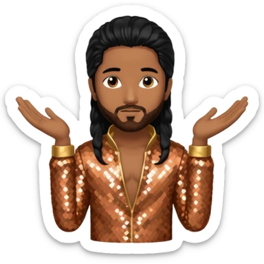 Omarion with long black hair, copper sequin outfit sticker