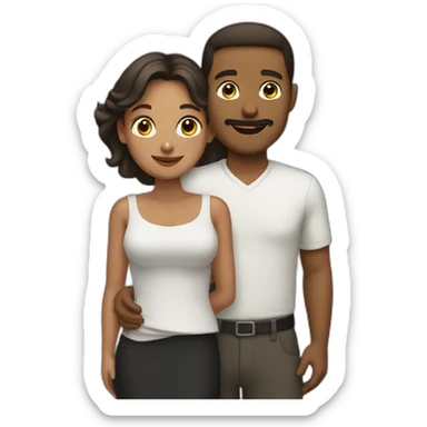 Man and woman holding ands  sticker