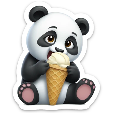 Panda eating ice cream sticker