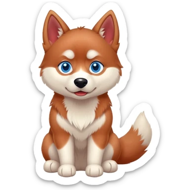 Cute, Disney-style red Siberian husky with blue eyes, sitting sticker