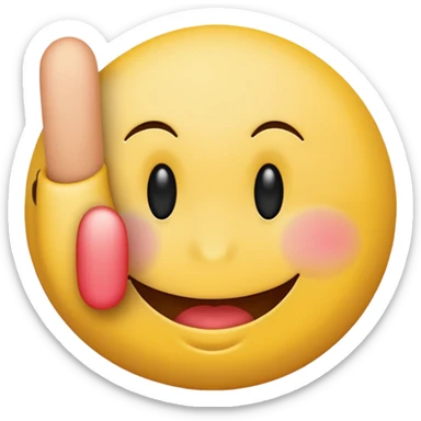blushing smiley face emoji with a middle finger in the bottom right corner sticker