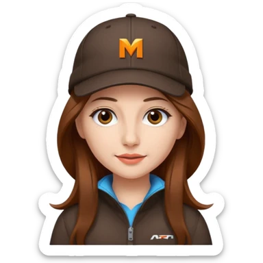 dziewczyna w długich brązowych włosach z czapką mclarena f1 sticker