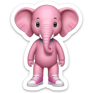 pink elephant wearing hightop sneakers sticker