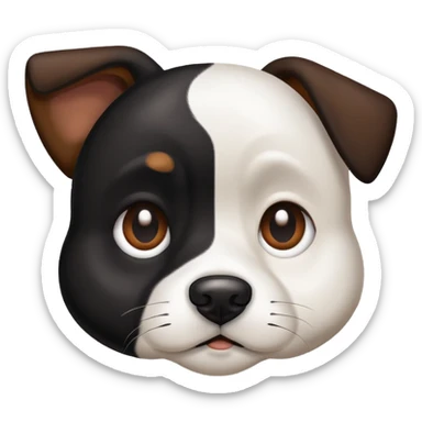Black and white dog with brown over one eye with a precocious look sticker