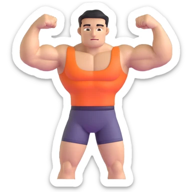 Man flexing muscles showing off sticker