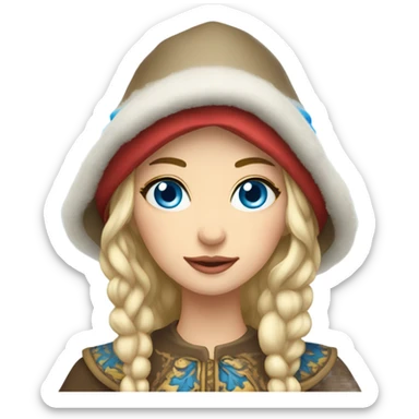 Winter Outfit, Slavic princess with a hat and blue eyes  sticker