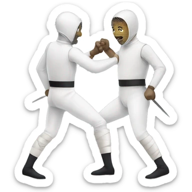 Two men in a appendage fencing match. Their arms and legs are still, but they can still battle sticker