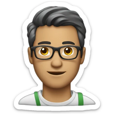 generate a man with glasses working in a computer sticker
