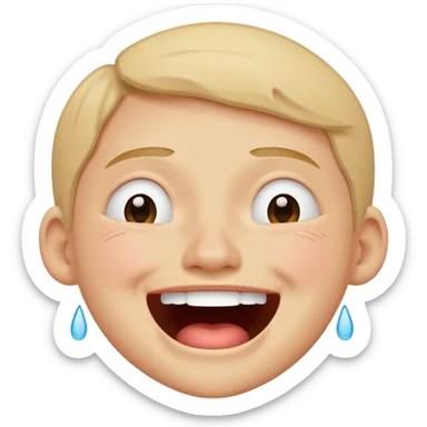 laughing with tears face  but looks exhausted and crazy sticker