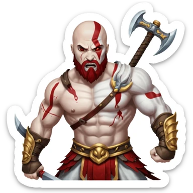 Kratos fighting zeus whit blades of chaos sticker
