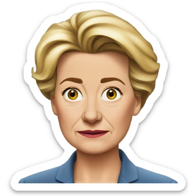 photorealistic Ursula von der Leyen sad sticker
