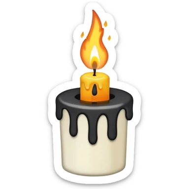 Minimalist emoji-style sticker of a candle with a broken or melted top and rising black smoke. No flame. Matte style. sticker