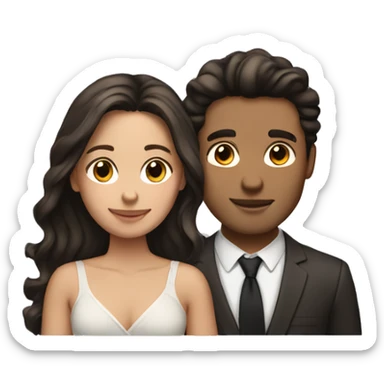 A straight young couple that has dark brown wavy hair sticker