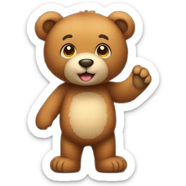 a teddy bear without a paw in full growth sticker