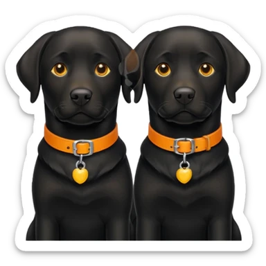 2 black labradors yellow and orange collar sticker