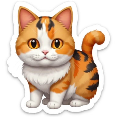 full body calico tabby + white cat with small head and short but chubby body sticker