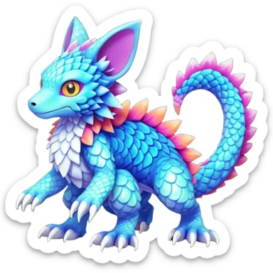 colorful Fakémon-Digimon-Fionbri-Trico-creature (full body) sticker