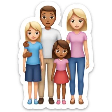 Family mom, dad, one boy, ad two girl sticker