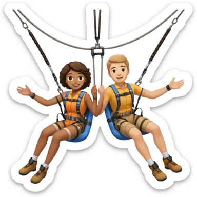 White man and brown woman on a tandem bungee jump sticker