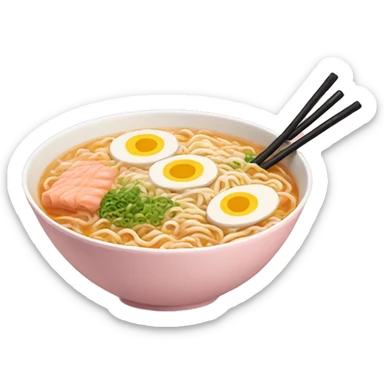 ramen in a light pink bowl sticker