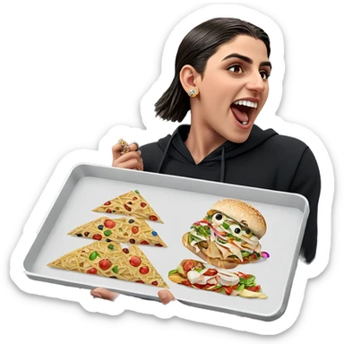 boy holding food and jewelry sticker