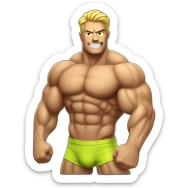 muscle guy radioactive sticker