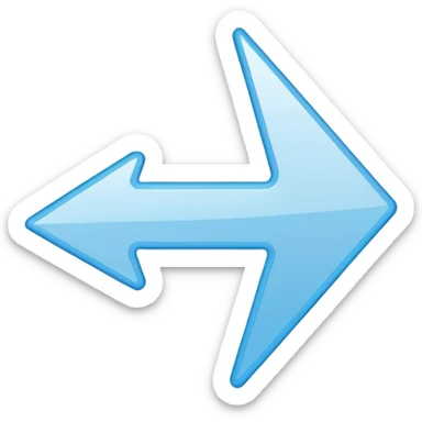 Extremely simplistic white arrow with light blue outline pointing. make the point only on one side sticker