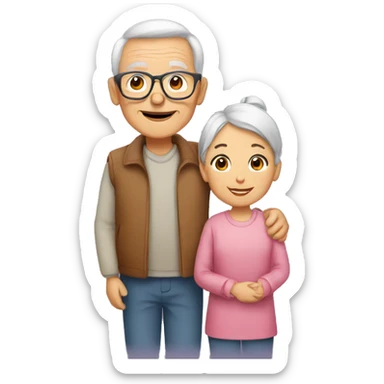grandparents and grandchild sticker
