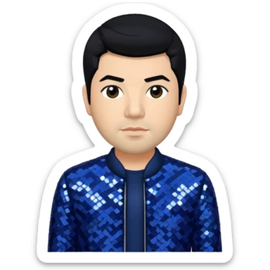 Chino Moreno with black hair, navy blue sequin outfit  sticker