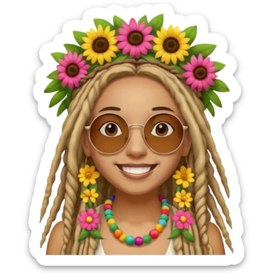 Woman with dreadlocks, round sunglasses, and flower crown.


























 sticker