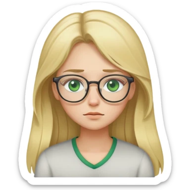 Sleepy long blonde haired girl with glasses and green eyes sticker