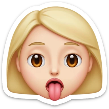 face with eyes rolled back, tongue hanging out, blushed sticker