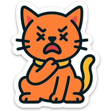 color outline icon style cat choking itself sticker