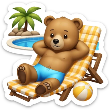 Bear tanning by pool sticker