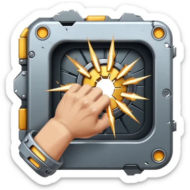 a sci fi themed fist punching through a module sticker