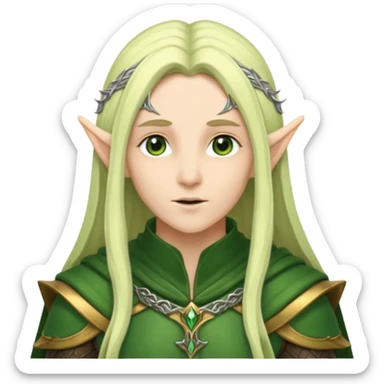 Elf, long hair, green cloak, elven armor sticker