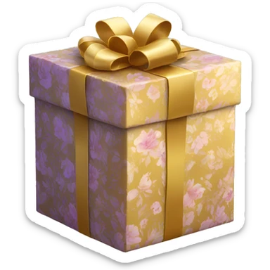 GIFTBOX Golden, with floral pattern on it. sticker