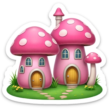 pink mushroom houses sticker