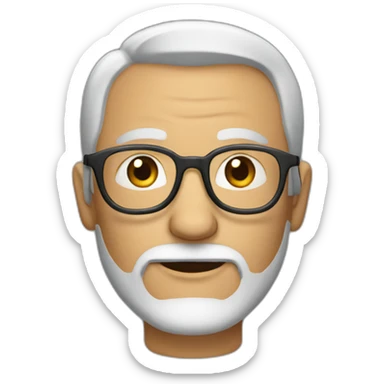 Man with slightly greying beard round glasses sticker