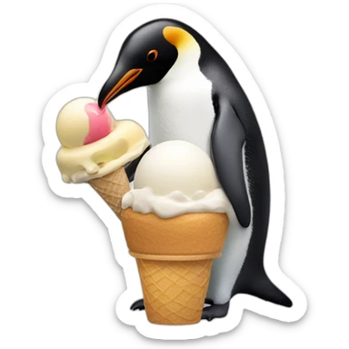 Ice cream eating a penguin sticker
