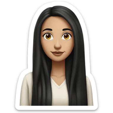 Hyper Realistic Beautiful Spanish girl brown eyes straight very long dark black hair  sticker