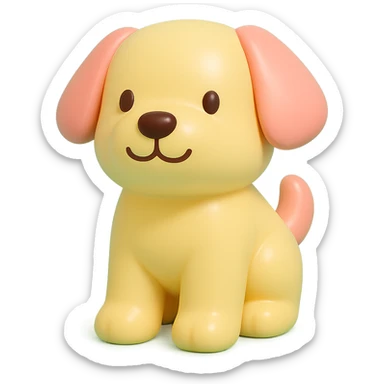               Transform {subject} into a soft vinyl figure with a smooth, glossy surface. The material should look slightly rubbery and tactile, with minimalistic curves and a matte-gloss hybrid finish. Use pastel or soft solid colors. The surface is seamless, with no visible textures or roughness. Studio lighting, vibrant background, clean, playful, designer toy aesthetic and no shadows. {subject} = dog, make sure the mouth has nice outlines sticker