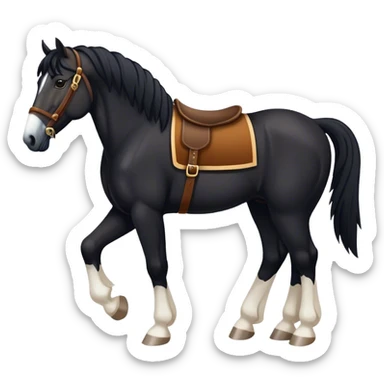 black draft horse with only 1 feet white and a white rhombus on the nose  sticker