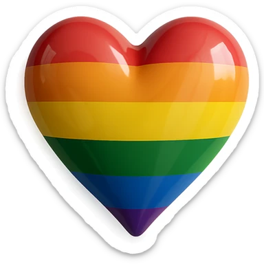 A photorealistic realistic heart in rainbow pride colors with no background, isolated and background removed. sticker