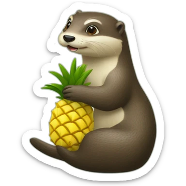 Une loutre à côté d’un ananas sticker