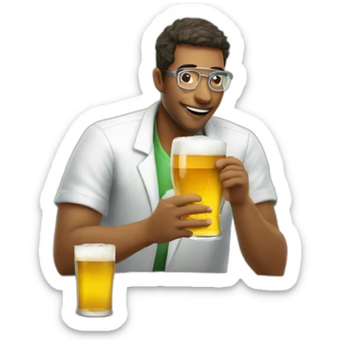 Chemist drinking beer in a party in the beach sticker