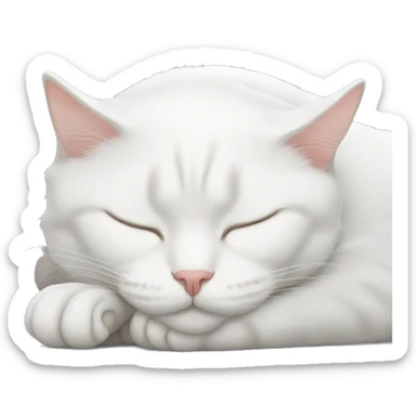 White cat sleeping  sticker