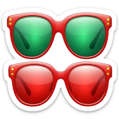 glitter red and green glasses vertically sticker